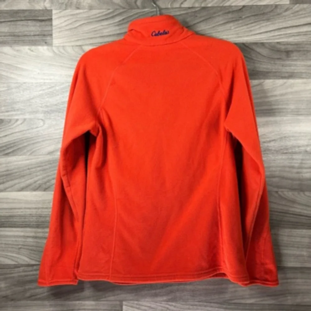 Cabelas Womens Fleece Jacket Solid Pink 1/4 Zip Mock Neck Pullover Long Sleeve S